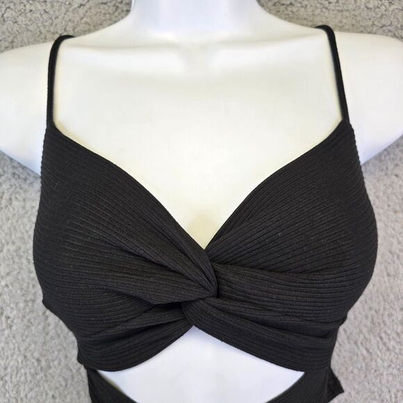 Y2K Babydoll‎ Crop Top Womens M Ribbed Knit Sexy Whimsigoth Club Rave Festival - Picture 1 of 13